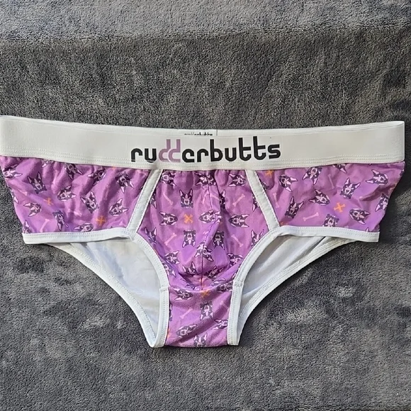 Purple and White Briefs with Cartoon Pattern - Picture 1 of 3